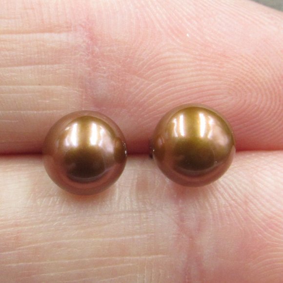 Jewelry - Sterling Silver Small Brown Real Pearl Earrings